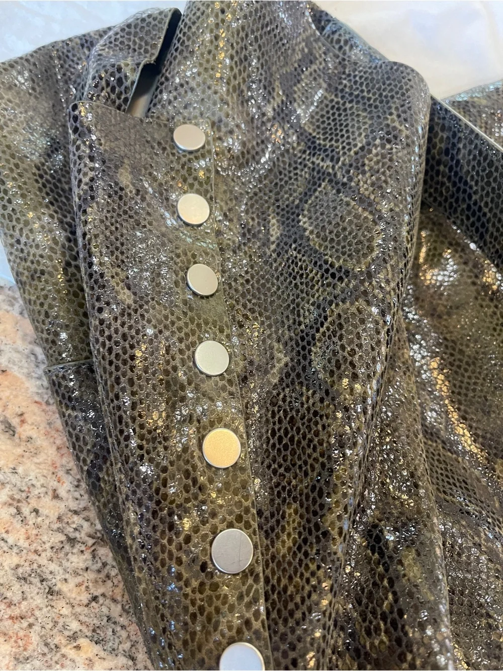 Limited Edition Hammitt Olive Snakeskin Leather Hobo Tom Large Reversible!